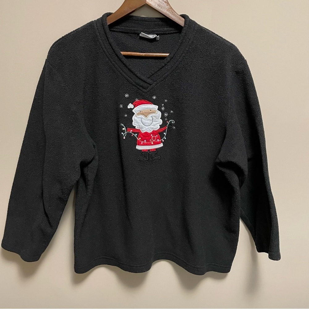 Vintage 90s Accent Fleece Santa Long Sleeve Sweatshirt Women’s L
